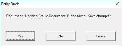 Image showing Save confirmation dialog with three buttons. Yes, No and Cancel.