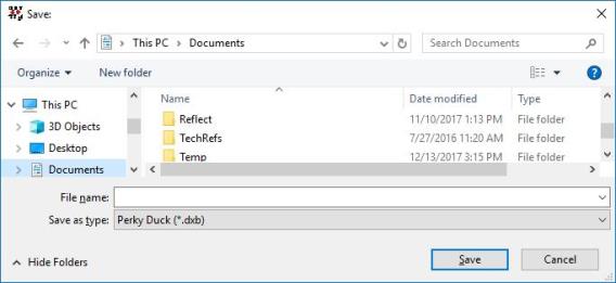 Image shows the File: Save dialog.