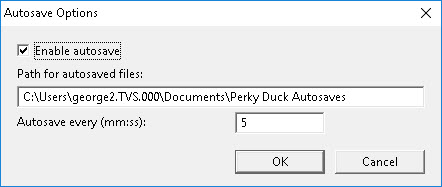 Image shows Autosave Options dialog.