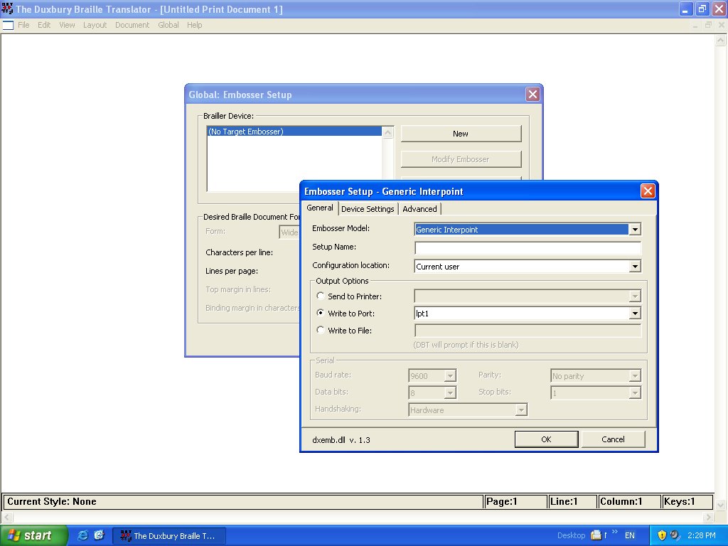 image of a screen shot of DBT showing the English language user interface