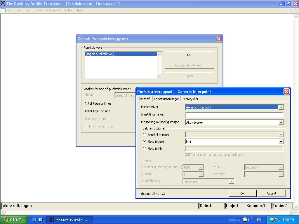 image of a screen shot of DBT showing the Norwegian language user interface